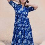 Floral Print Puff Sleeve Fit & Flare Maxi Dress